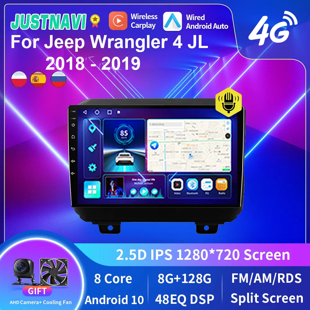 Jeep Wrangler 4 JL 2018 - 2019 Android Built-in Carplay DSP SWC