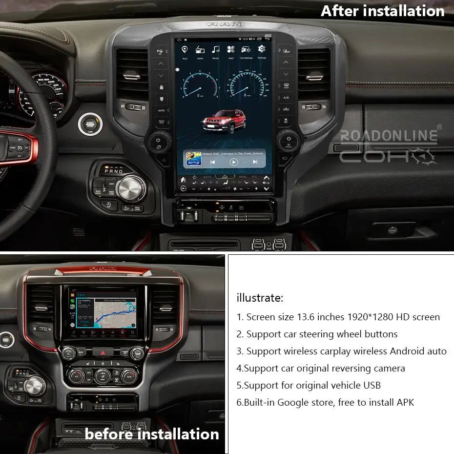 Dodge Ram 2019-2021 Octa-core Car Navigation