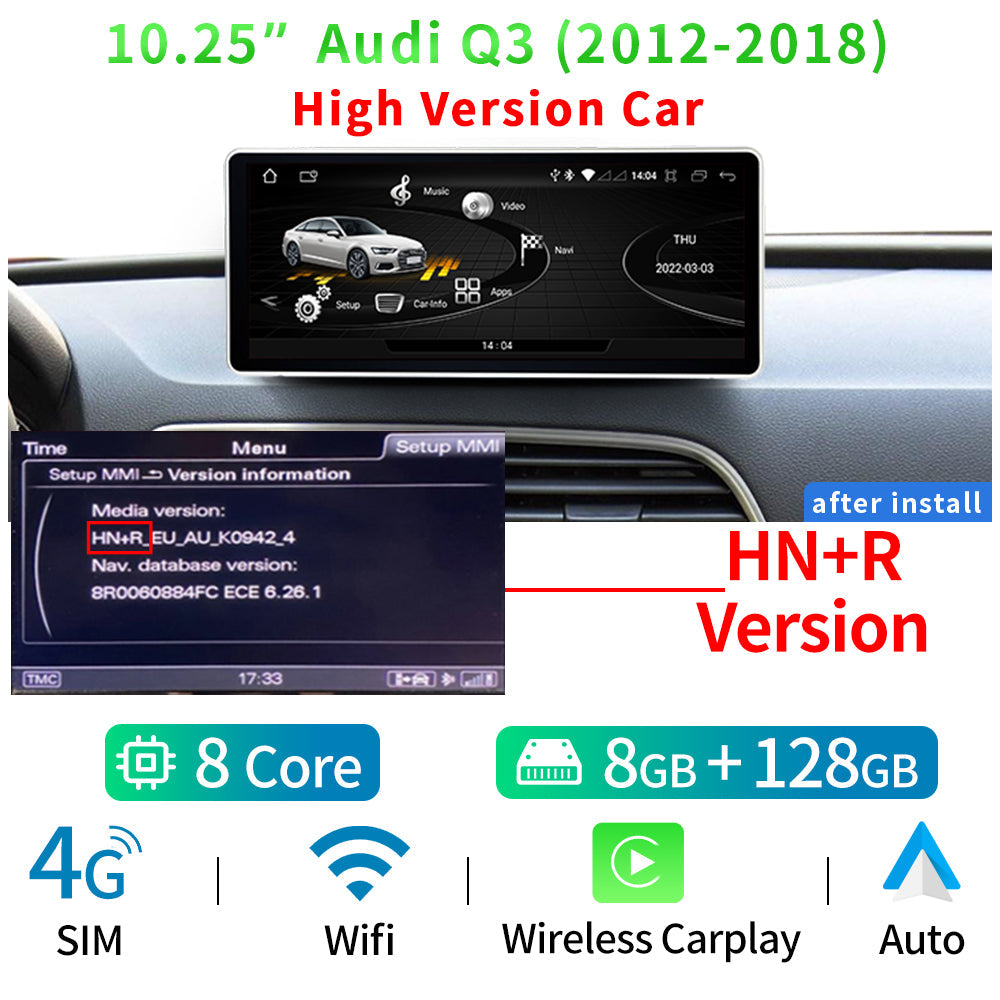 Audi Q3 Google WIFI 4G SIM 8+128GB RAM IPS Touch Screen GPS Navi Carplay - RampageApparel