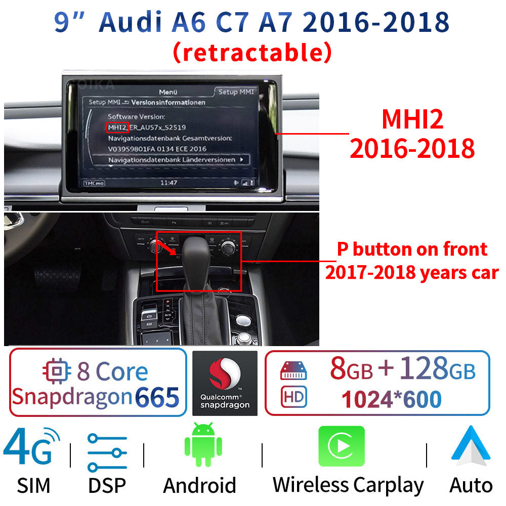 8 Core Android 12 System Car Multimedia Stereo For Audi A6 C7 A7 2012-2018 WIFI 4G 8+128GB RAM Carplay IPS Touch Screen GPS Navi - RampageApparel