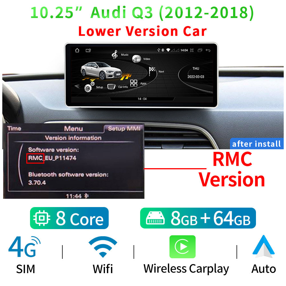 Audi Q3 Google WIFI 4G SIM 8+128GB RAM IPS Touch Screen GPS Navi Carplay - RampageApparel