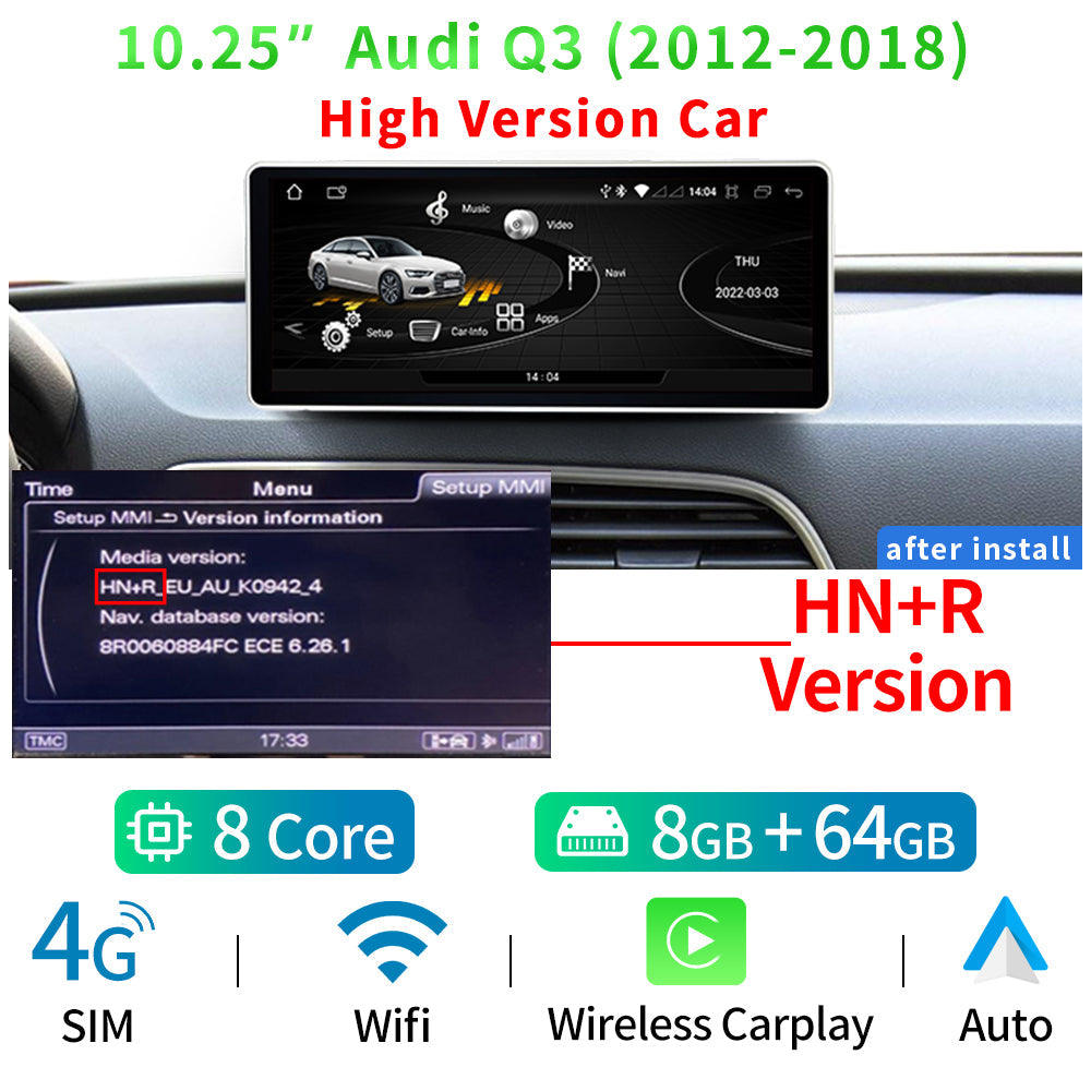 Audi Q3 Google WIFI 4G SIM 8+128GB RAM IPS Touch Screen GPS Navi Carplay - RampageApparel