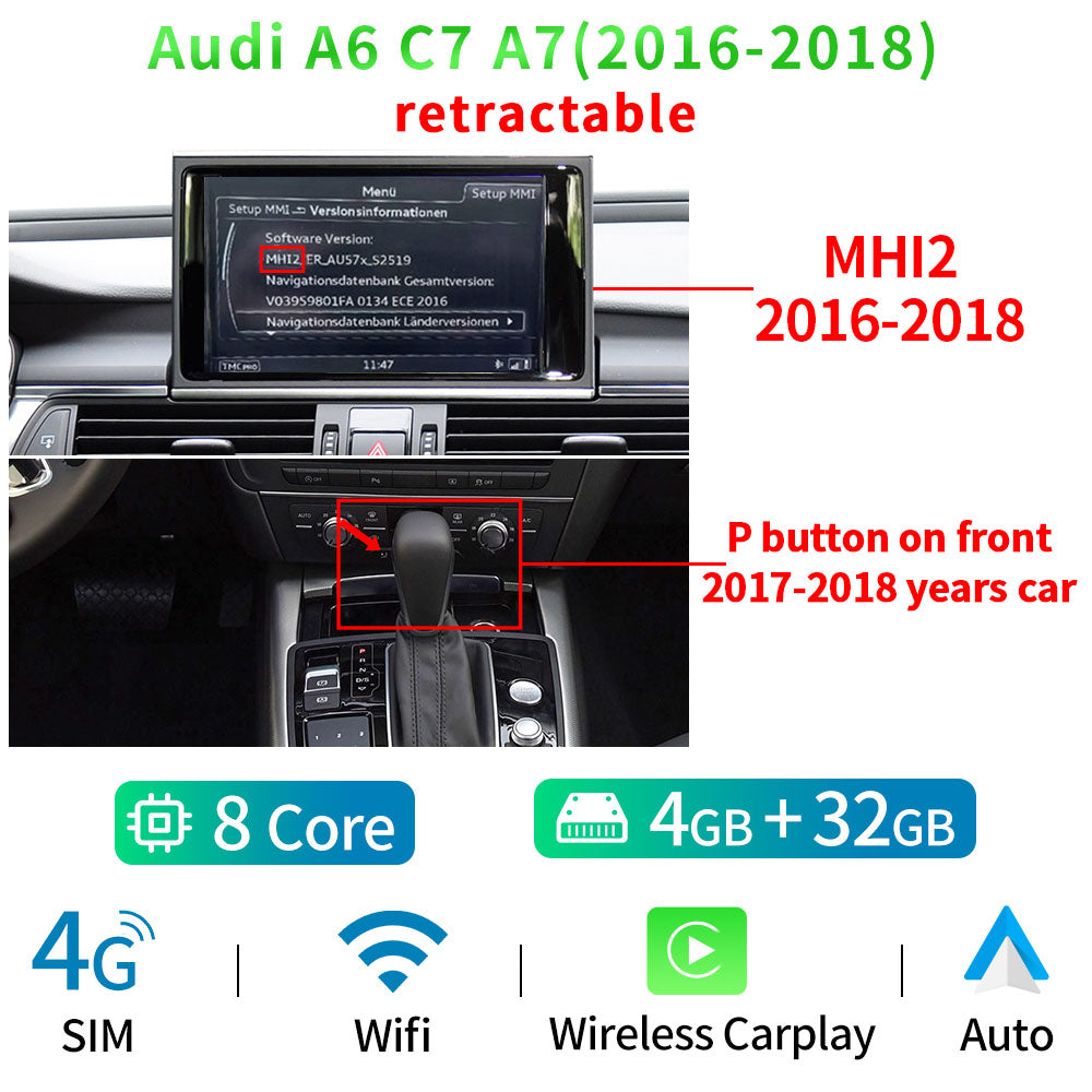 8 Core Android 12 System Car Multimedia Stereo For Audi A6 C7 A7 2012-2018 WIFI 4G 8+128GB RAM Carplay IPS Touch Screen GPS Navi - RampageApparel