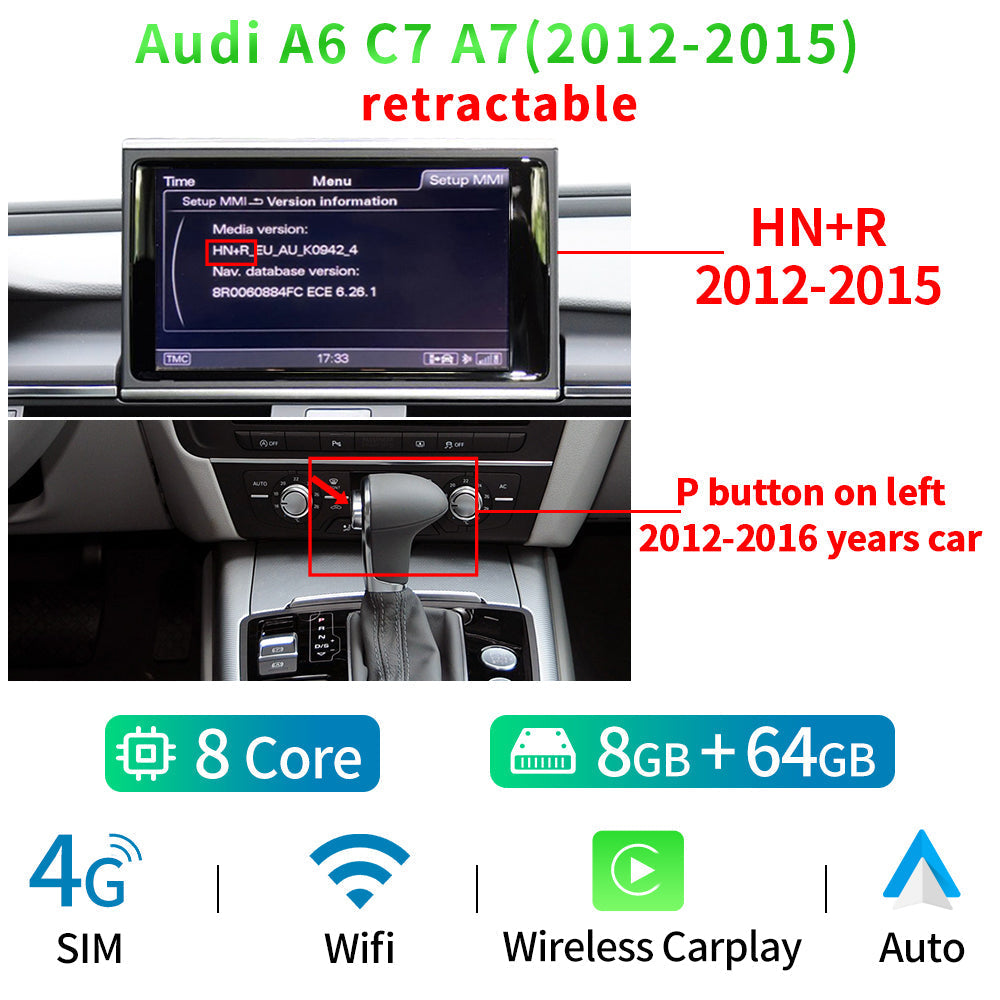 8 Core Android 12 System Car Multimedia Stereo For Audi A6 C7 A7 2012-2018 WIFI 4G 8+128GB RAM Carplay IPS Touch Screen GPS Navi - RampageApparel