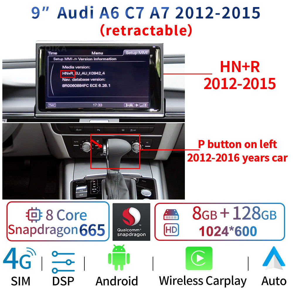 8 Core Android 12 System Car Multimedia Stereo For Audi A6 C7 A7 2012-2018 WIFI 4G 8+128GB RAM Carplay IPS Touch Screen GPS Navi - RampageApparel