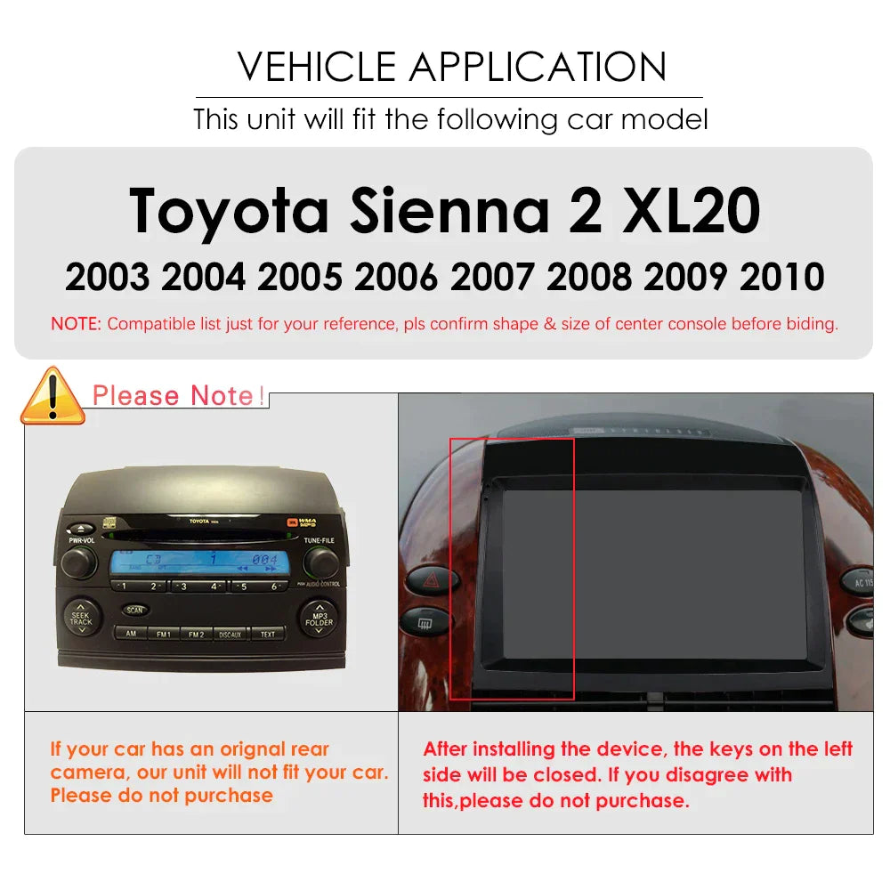 Toyota Sienna 2 XL20 2003-2010 Car Radio Multimedia - RampageApparel