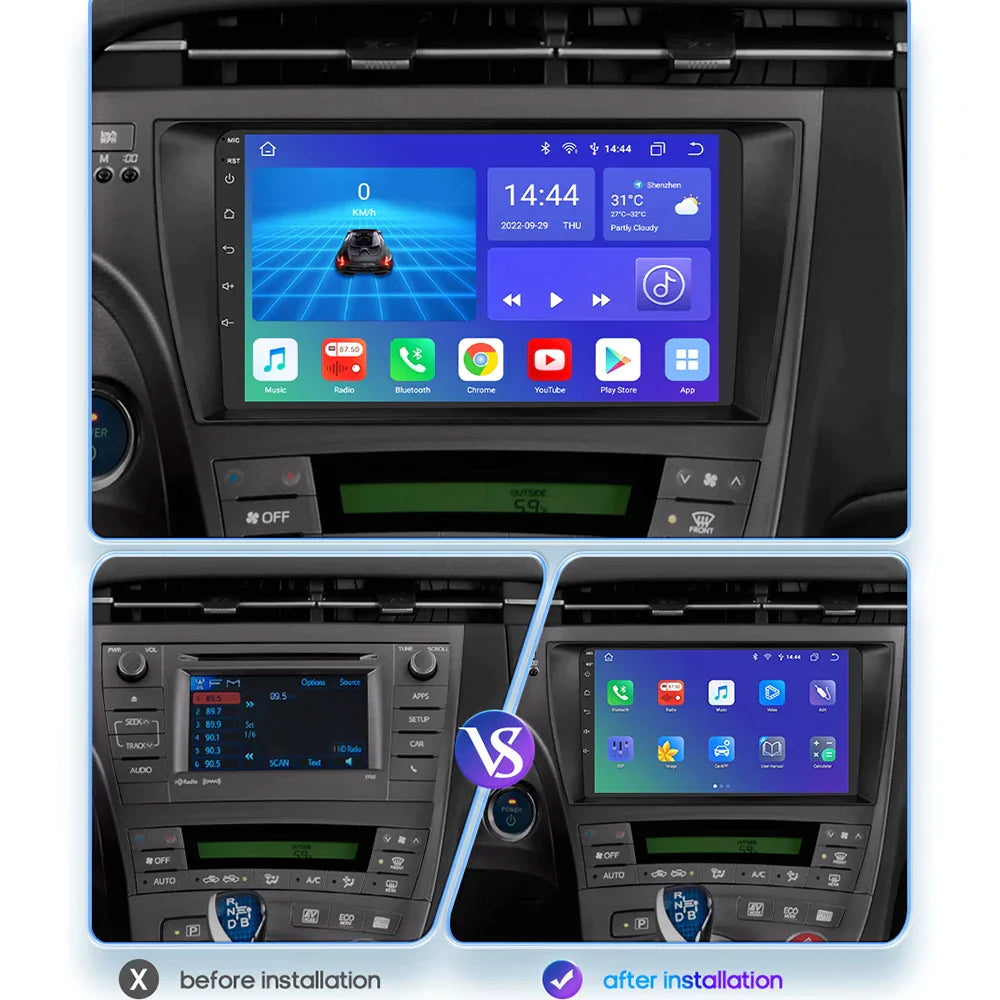 Toyota Prius XW30 2009 - 2015 Car Radio Multimedia Video Player GPS Nav Stereo Carplay - RampageApparel