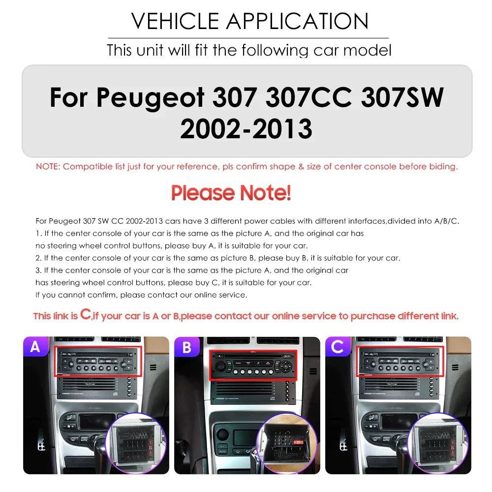 Peugeot 307 307CC 307SW 2003-2012 Car Radio Multimedia Stereo WiFi Video - RampageApparel