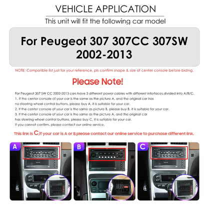 Peugeot 307 307CC 307SW 2003-2012 Car Radio Multimedia Stereo WiFi Video - RampageApparel