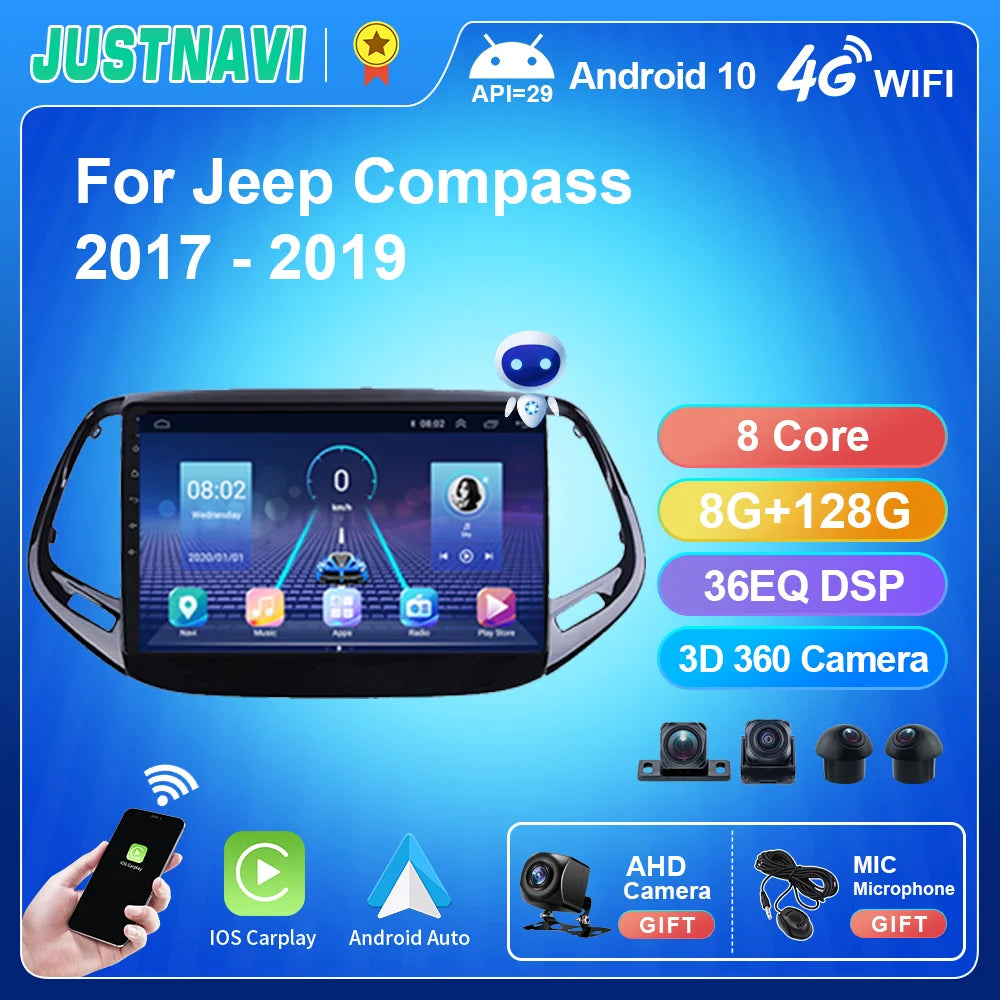 Jeep Compass 2017 - 2019 Android 10.0 Navigation