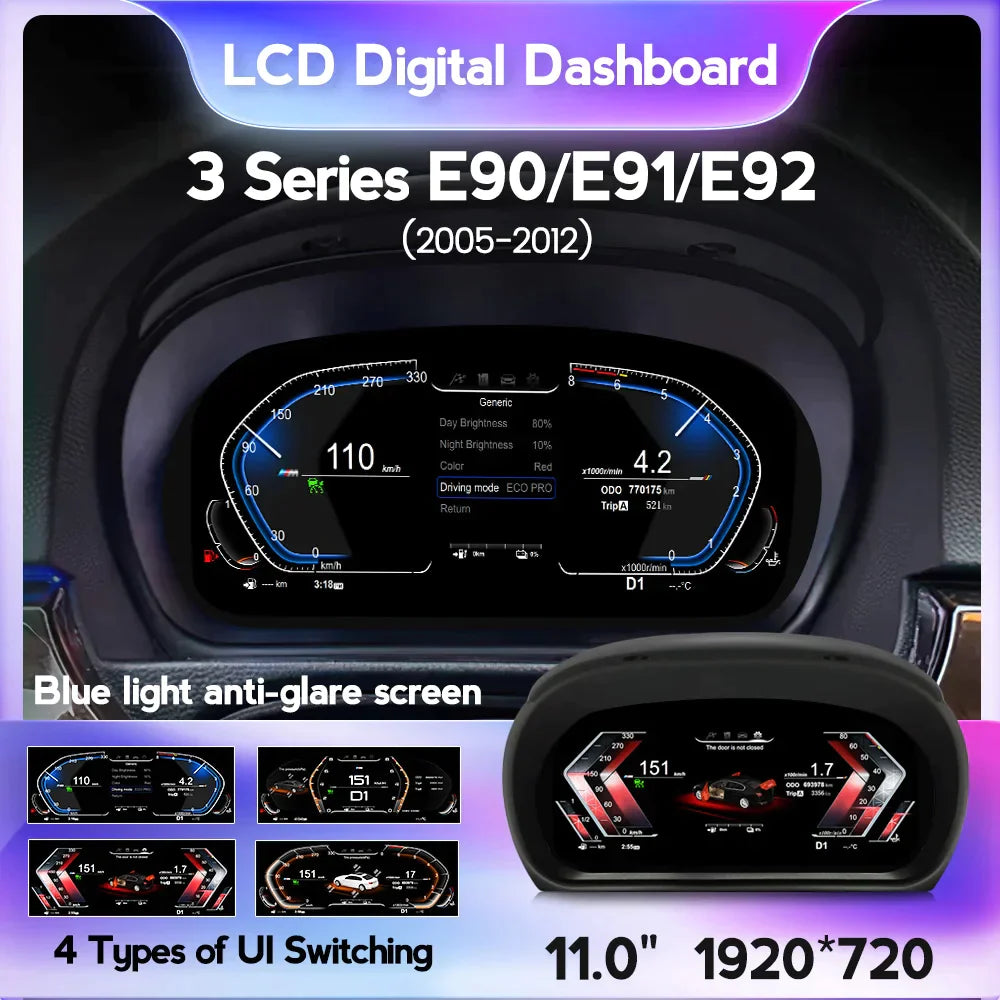 BMW 3 Series E90 E91 E92 2005 - 2012 Car LCD Speedometer Digital Dashboard - RampageApparel