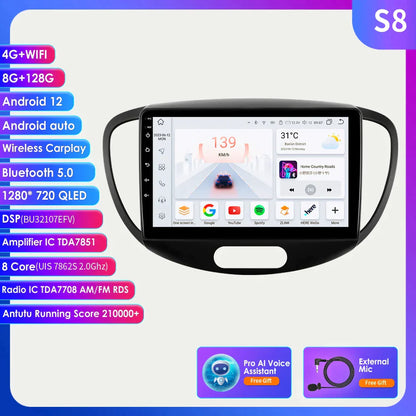 Hyundai I10 2007-2013 Car Radio Multimedia Video Player GPS Nav HeadUnit Carplay 4G-LTE - RampageApparel