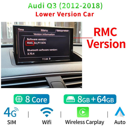 8 Inch Android Touch Screen Car Stereo For Audi Q3 2012-2018 BT WIFI SIM GPS Navi Wirless Carplay Auto Radio Player - RampageApparel