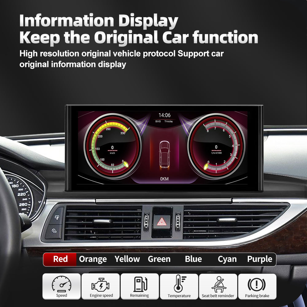 12.3 Touch Screen Android 12 Car Multimedia Stereo For Audi A6 C7 A7 2012-2018 HD 1920*720 BT Carplay GPS Navi Radio Player - RampageApparel