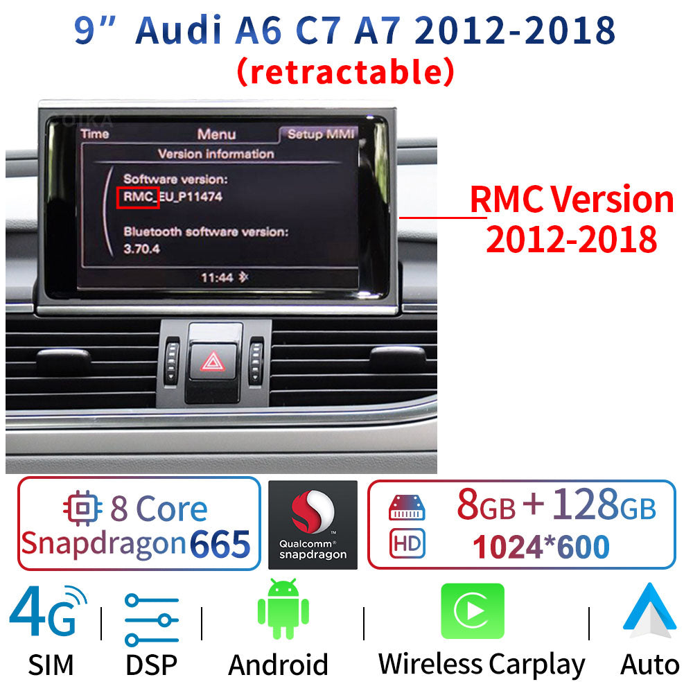 8 Core Android 12 System Car Multimedia Stereo For Audi A6 C7 A7 2012-2018 WIFI 4G 8+128GB RAM Carplay IPS Touch Screen GPS Navi - RampageApparel