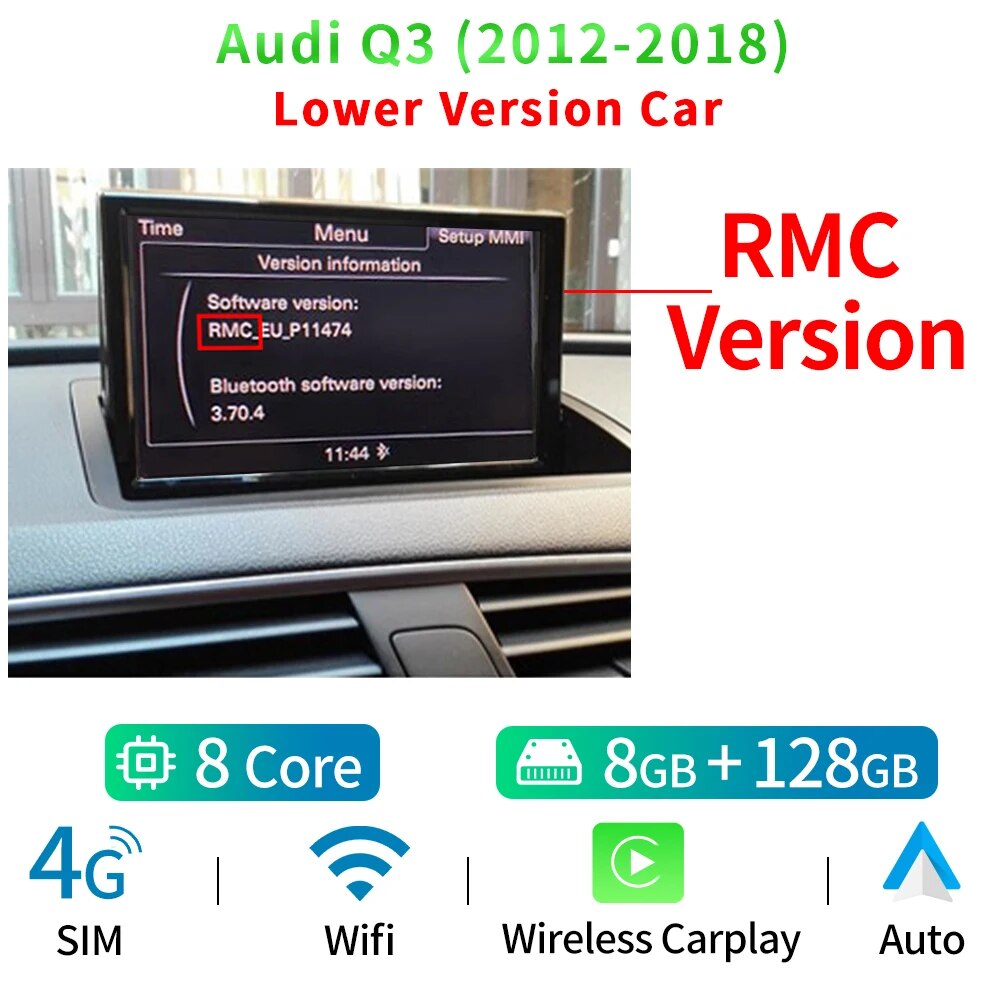 8 Inch Android Touch Screen Car Stereo For Audi Q3 2012-2018 BT WIFI SIM GPS Navi Wirless Carplay Auto Radio Player - RampageApparel