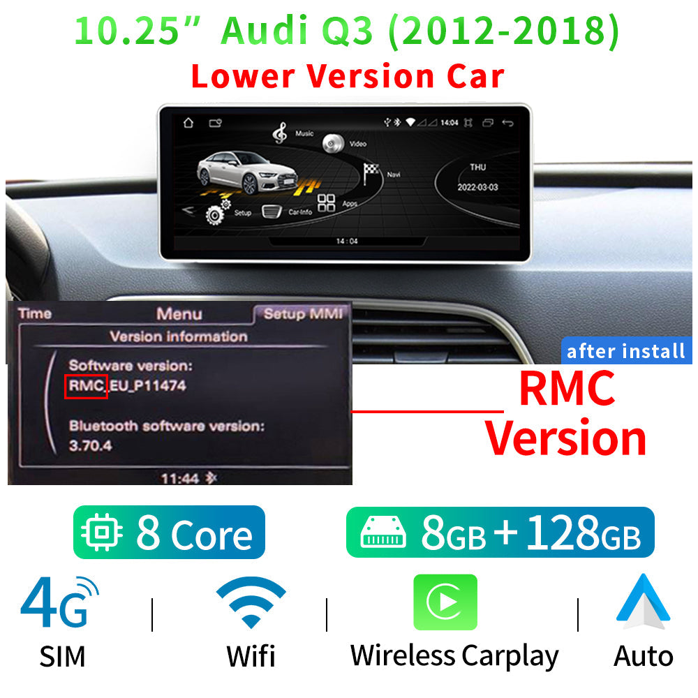 Audi Q3 Google WIFI 4G SIM 8+128GB RAM IPS Touch Screen GPS Navi Carplay - RampageApparel