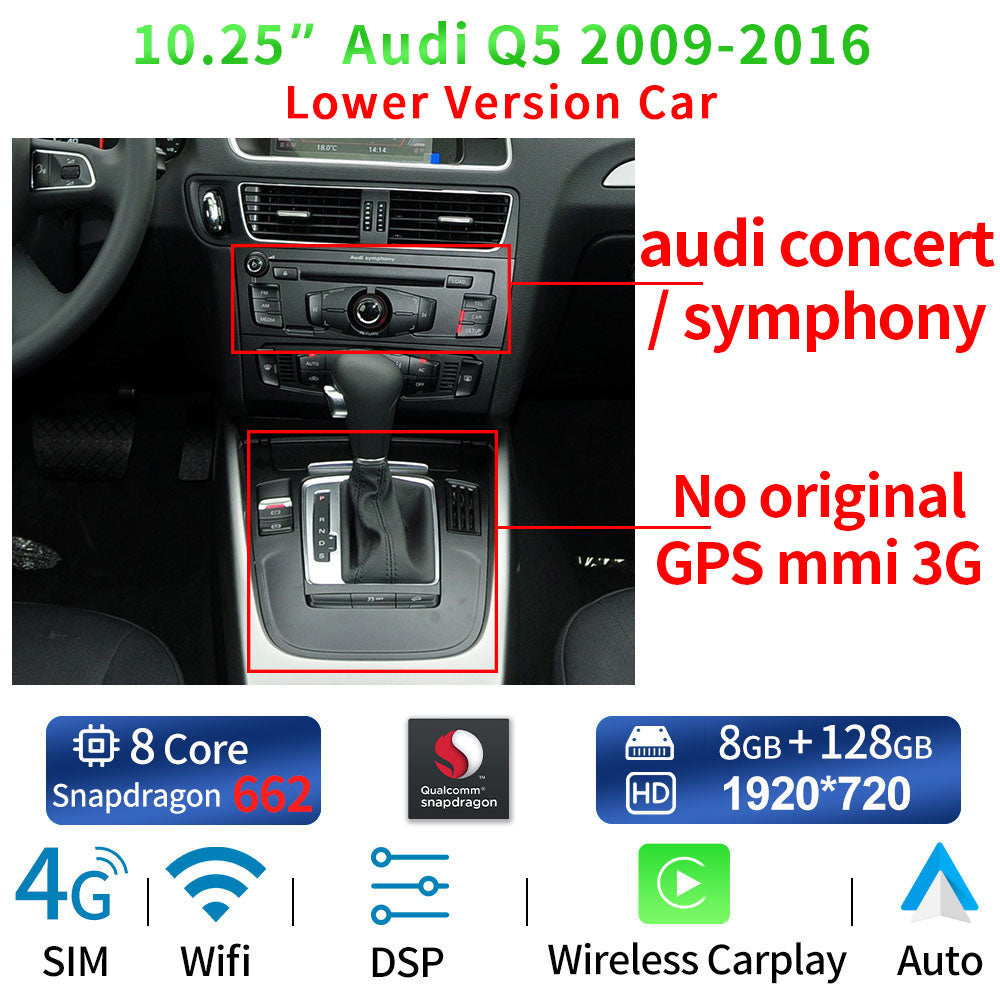 Audi Q5 2009-2016 WIFI 4G SIM Split Screen BT GPS Navi Multimedia Wireless Carplay - RampageApparel