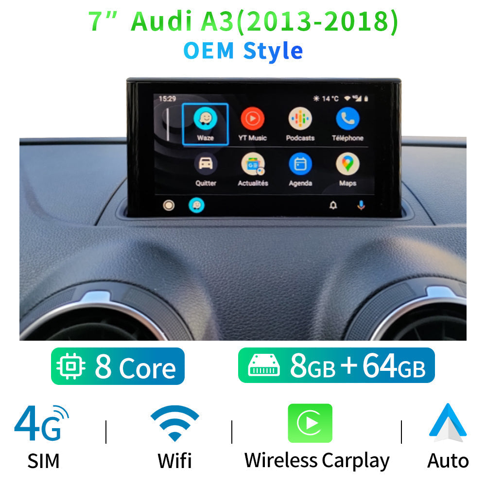 Android 12 System Car Radio Player For Audi A3 2013-2018 WIFI 4G SIM 8+128GB RAM BT Carplay GPS Navi Multimedia Stereo - RampageApparel